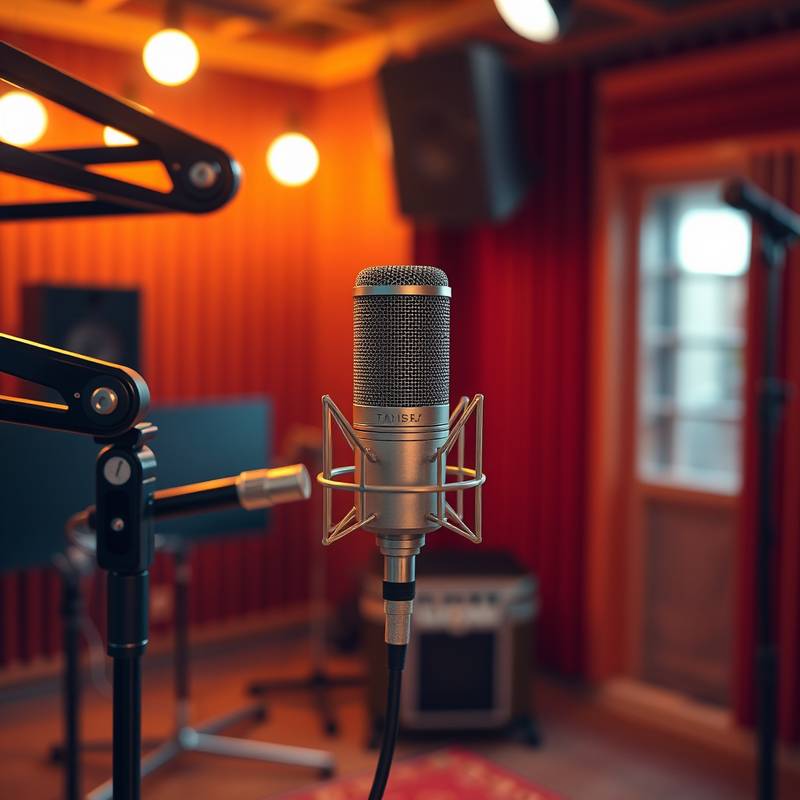 Microphone professionnel dans un studio d'enregistrement